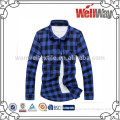 Men's long sleeved blue and black plaids check shirts designs for men